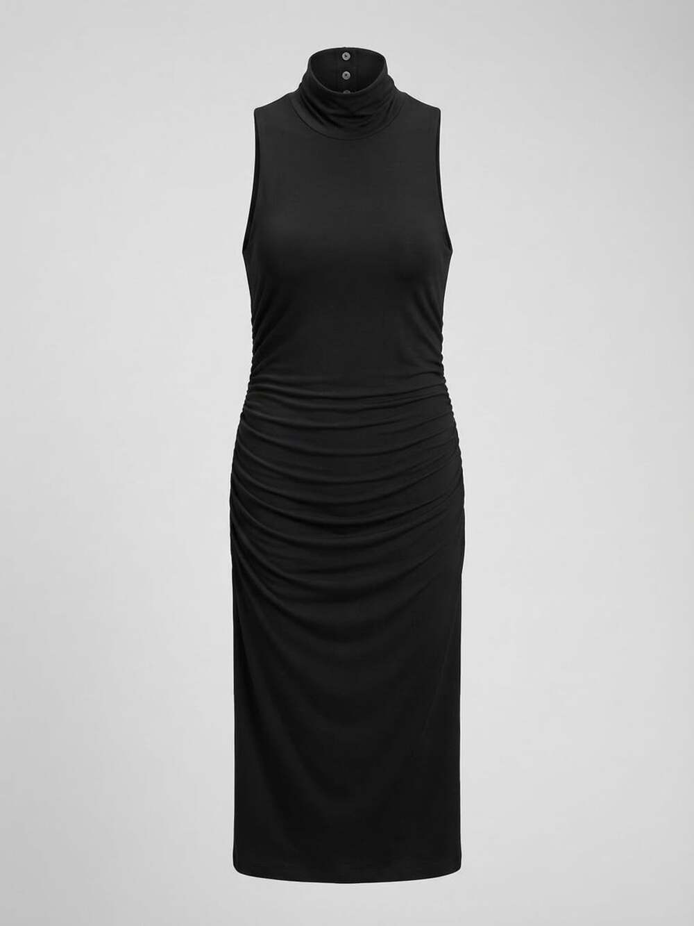 White House Black Market Size 0 Black Ruched Midi Dress